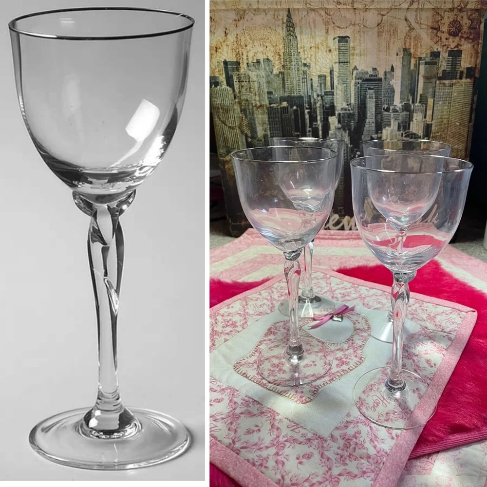 4 Replacements Lenox Expressions Shape Rhythm Wine Glasses - Picture 1 of 12
